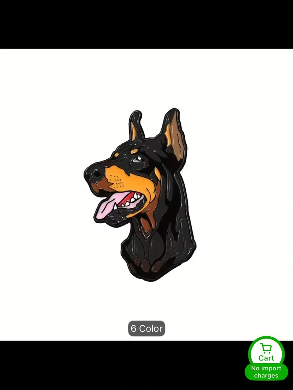 Doberman Enamel Pin - Black and Tan Dog Head Accessory